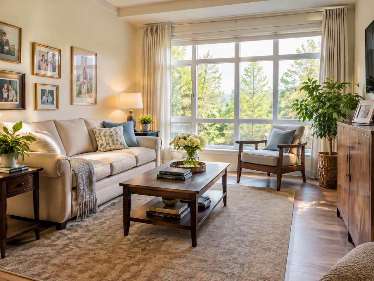 A bright, comfortable private apartment living room
